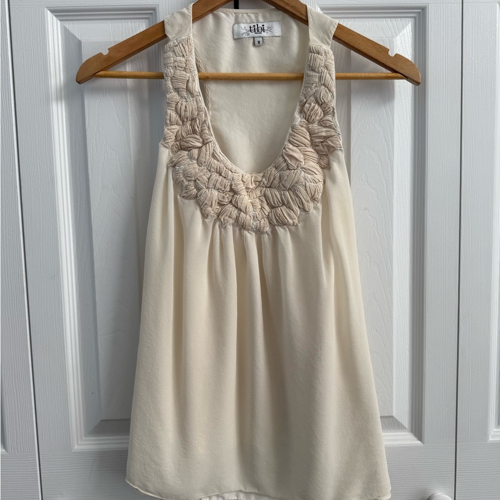 TIBI Cream Sleeveless Top